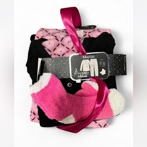 Mayfair 3- Piece Pink and Black Micro Fleece Pajama Set